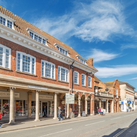 A photo of Farnham Town Hall Exchange in a walks distance of Brightwells Yard apartments for sale.