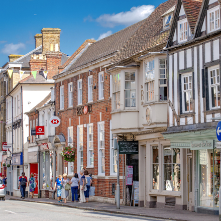 A photo of local street view from with blue sky